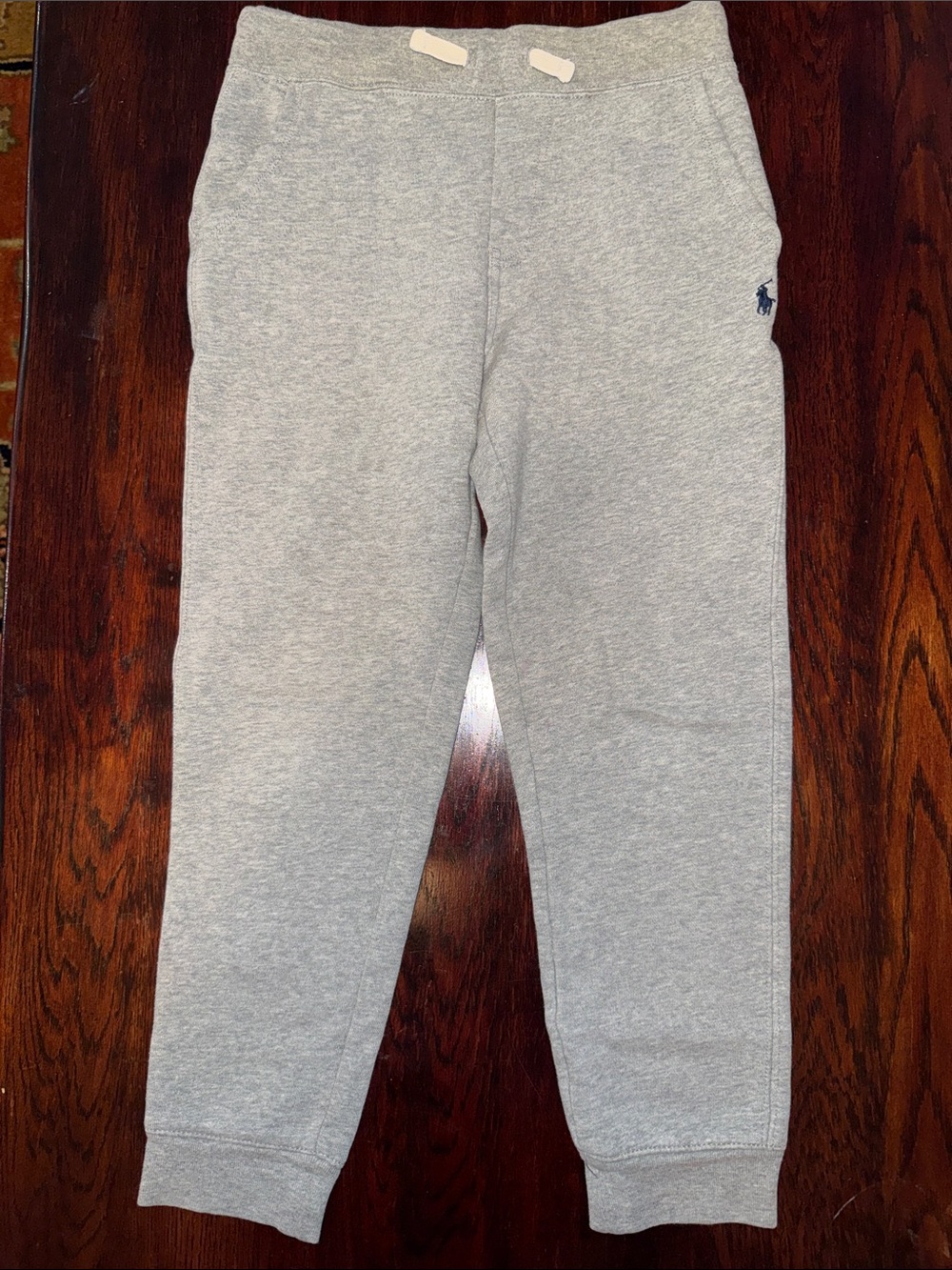 Ralph Lauren Kids Light Gray Sweatpants with Navy Polo Logo